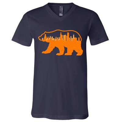 Chicago Skyline City Bear V-Neck T-Shirt