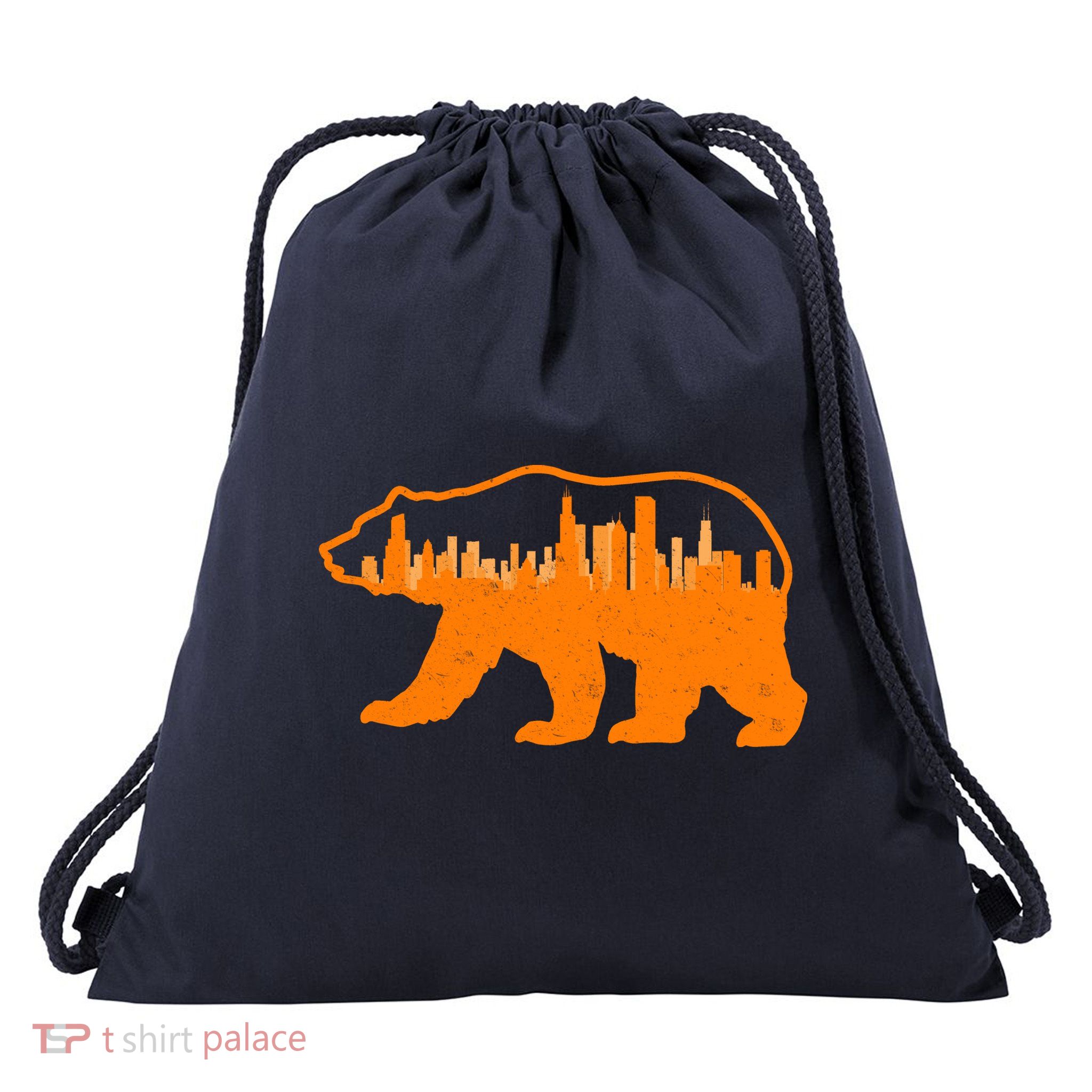 Chicago Skyline City Bear Drawstring Bag