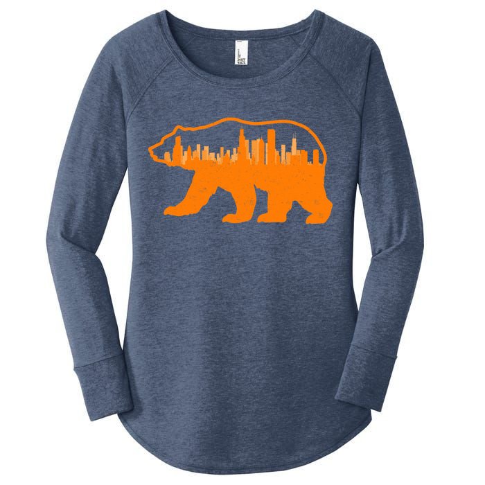 Chicago Skyline City Bear Women's Perfect Tri Tunic Long Sleeve Shirt