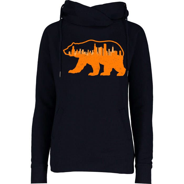 Chicago Skyline City Bear Womens Funnel Neck Pullover Hood