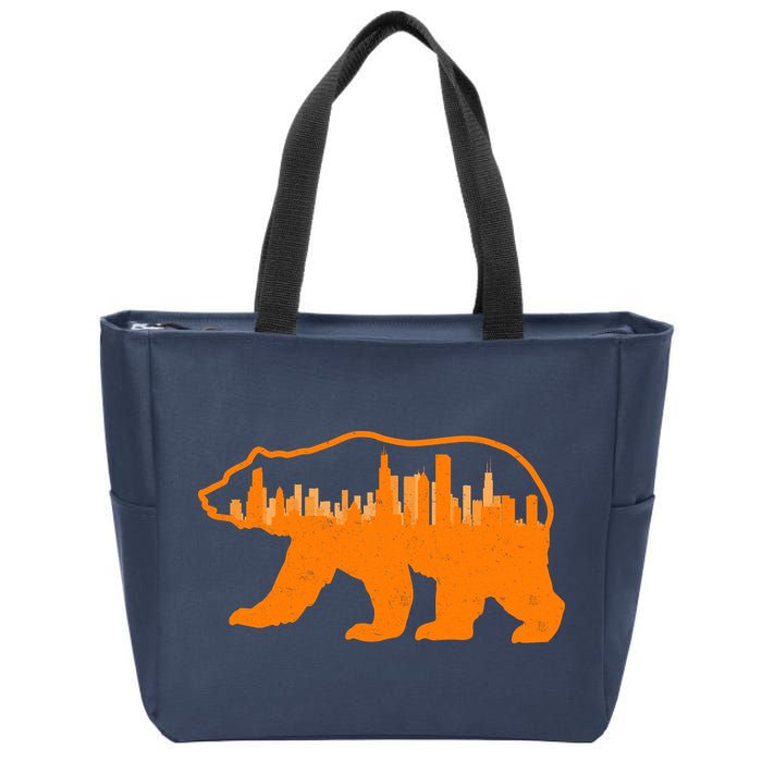 Chicago Skyline City Bear Zip Tote Bag