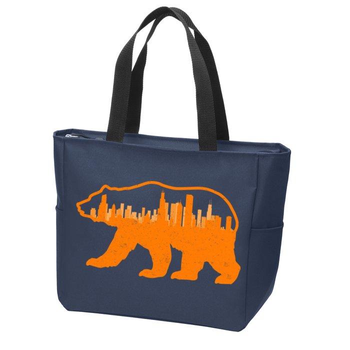 Chicago Skyline City Bear Zip Tote Bag