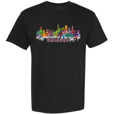 Chicago Skyline Paint Splatter Garment-Dyed Heavyweight T-Shirt