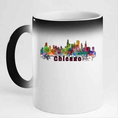 Chicago Skyline Paint Splatter 11oz Black Color Changing Mug