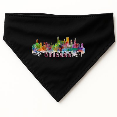 Chicago Skyline Paint Splatter USA-Made Doggie Bandana