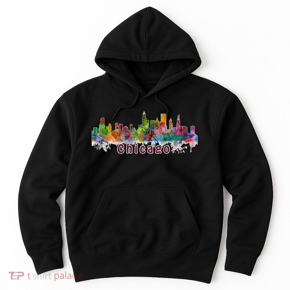 Chicago Skyline Paint Splatter Hoodie