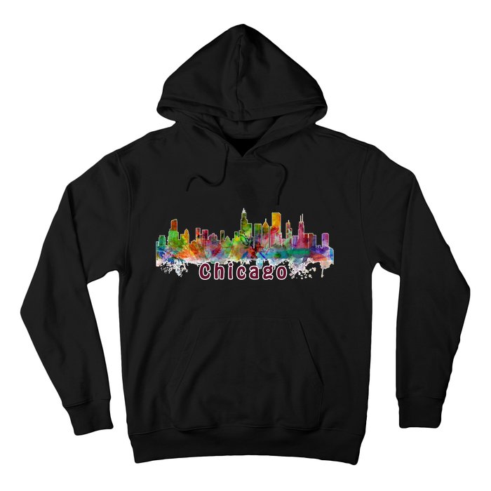 Chicago Skyline Paint Splatter Hoodie