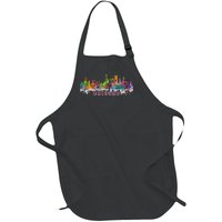 Chicago Skyline Paint Splatter Full-Length Apron With Pockets