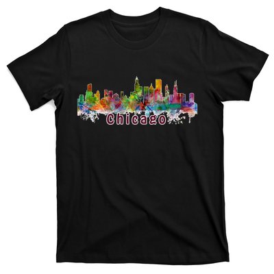 Chicago Skyline Paint Splatter T-Shirt