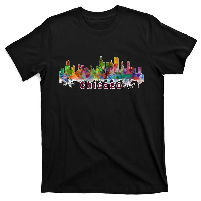 Chicago Skyline Paint Splatter T-Shirt