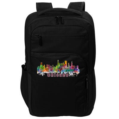 Chicago Skyline Paint Splatter Impact Tech Backpack