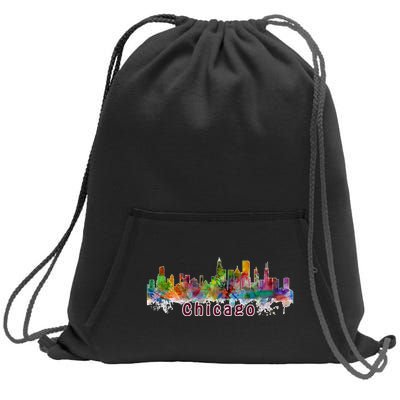 Chicago Skyline Paint Splatter Sweatshirt Cinch Pack Bag