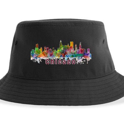 Chicago Skyline Paint Splatter Sustainable Bucket Hat