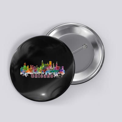 Chicago Skyline Paint Splatter Button