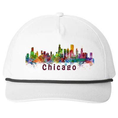 Chicago Skyline Paint Splatter Snapback Five-Panel Rope Hat