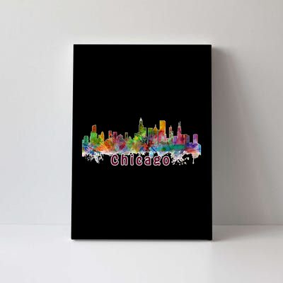 Chicago Skyline Paint Splatter Canvas