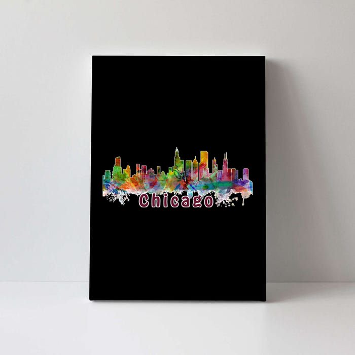 Chicago Skyline Paint Splatter Canvas