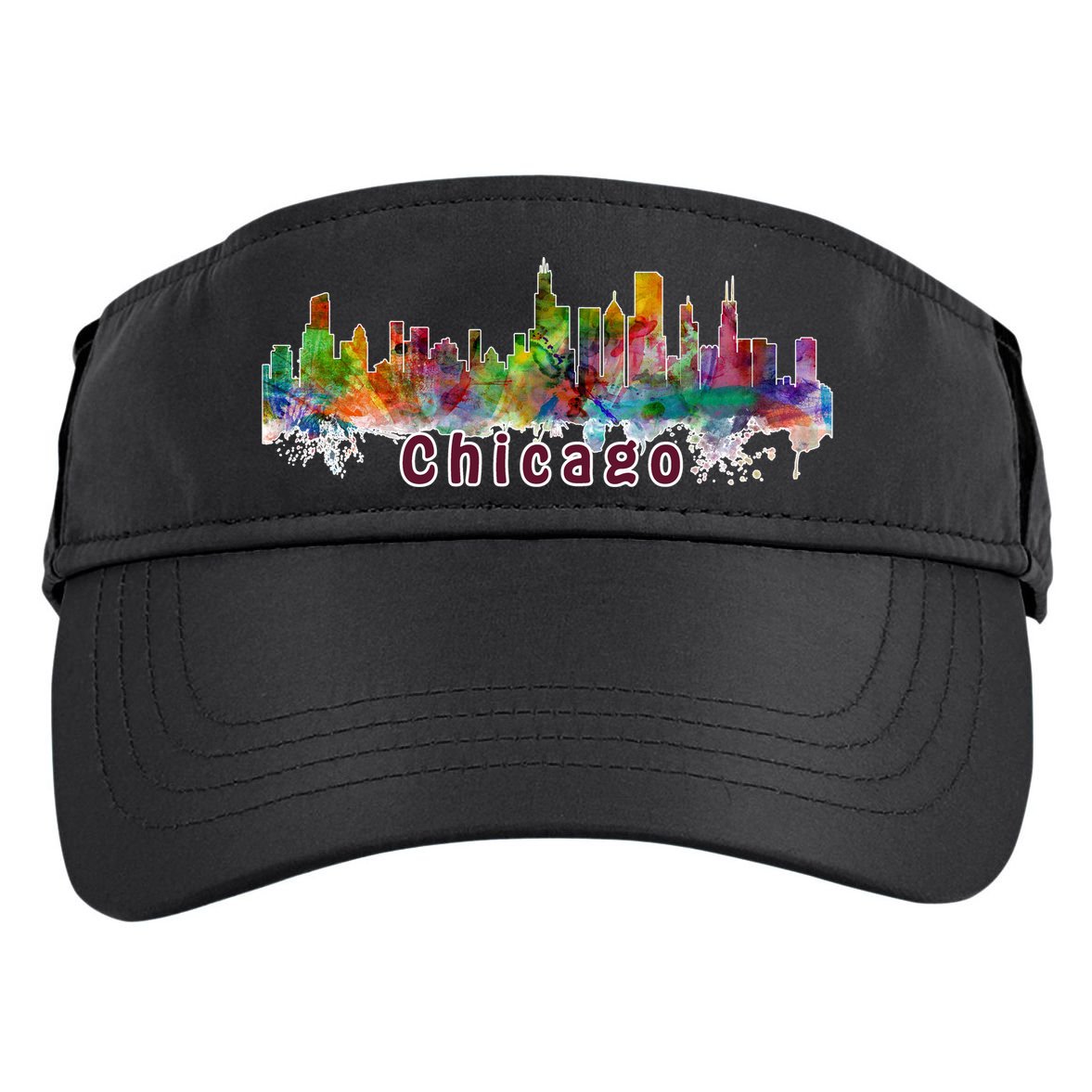 Chicago Skyline Paint Splatter Adult Drive Performance Visor