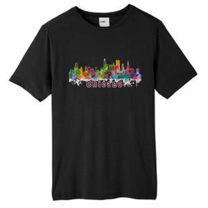 Chicago Skyline Paint Splatter Tall Fusion ChromaSoft Performance T-Shirt