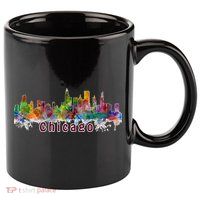 Chicago Skyline Paint Splatter 11oz C Handle Ceramic Mug
