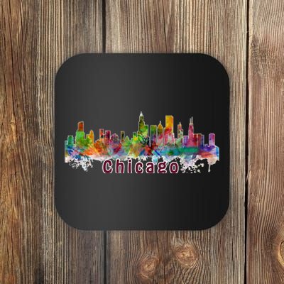 Chicago Skyline Paint Splatter Coaster