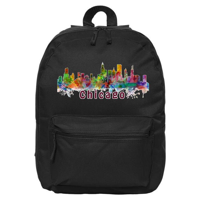 Chicago Skyline Paint Splatter 16 in Basic Backpack