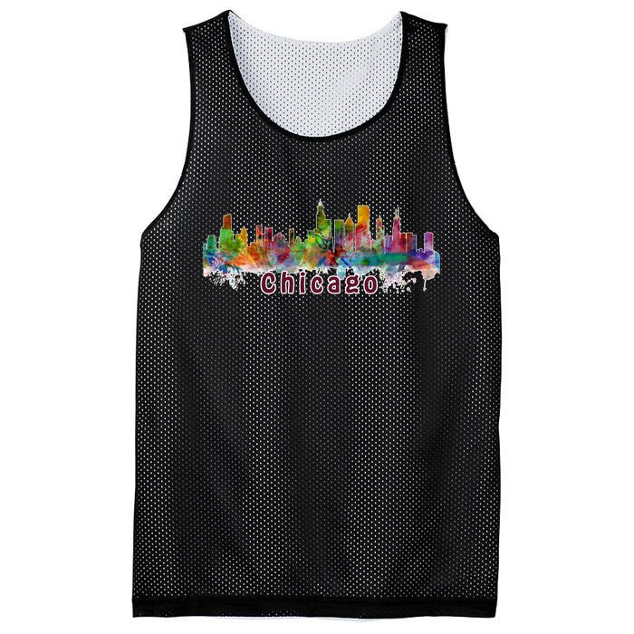 Chicago Skyline Paint Splatter Mesh Reversible Basketball Jersey Tank