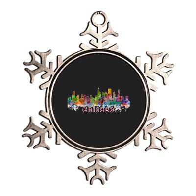 Chicago Skyline Paint Splatter Metallic Star Ornament