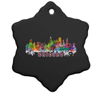 Chicago Skyline Paint Splatter Ceramic Star Ornament