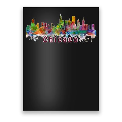 Chicago Skyline Paint Splatter Poster