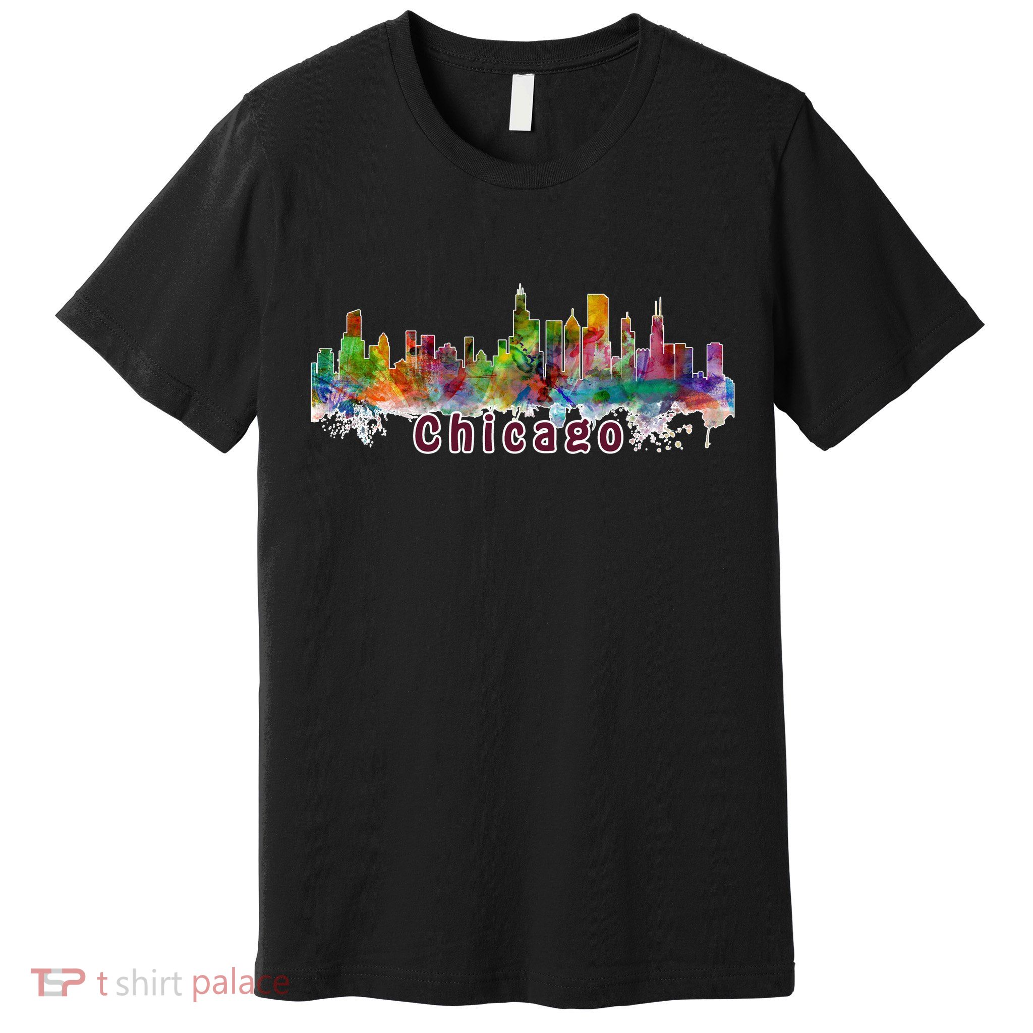 Chicago Skyline Paint Splatter Premium T-Shirt