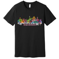 Chicago Skyline Paint Splatter Premium T-Shirt