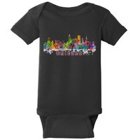 Chicago Skyline Paint Splatter Baby Bodysuit