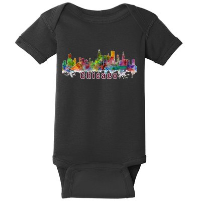 Chicago Skyline Paint Splatter Baby Bodysuit