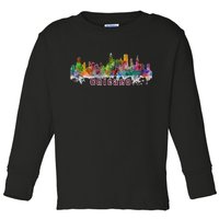 Chicago Skyline Paint Splatter Toddler Long Sleeve Shirt