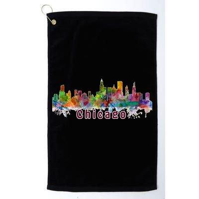 Chicago Skyline Paint Splatter Golf Towel