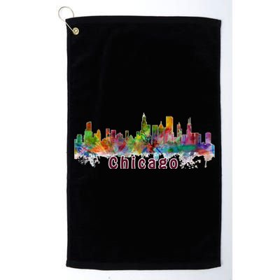 Chicago Skyline Paint Splatter Platinum Collection Golf Towel