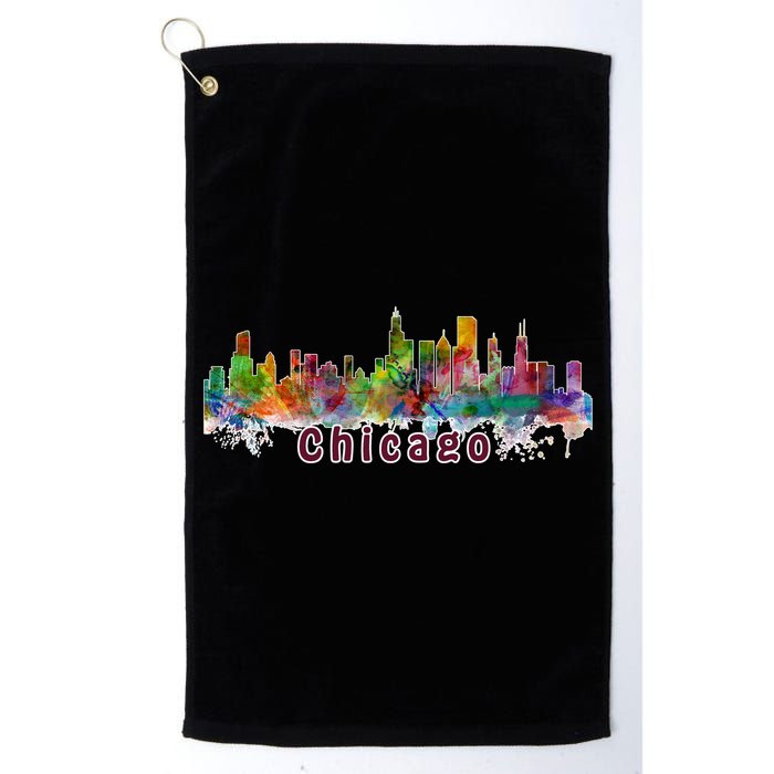Chicago Skyline Paint Splatter Golf Towel