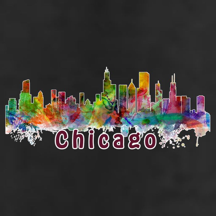 Chicago Skyline Paint Splatter Golf Towel
