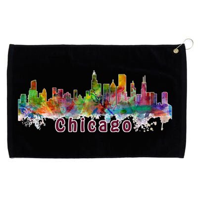 Chicago Skyline Paint Splatter Grommeted Golf Towel