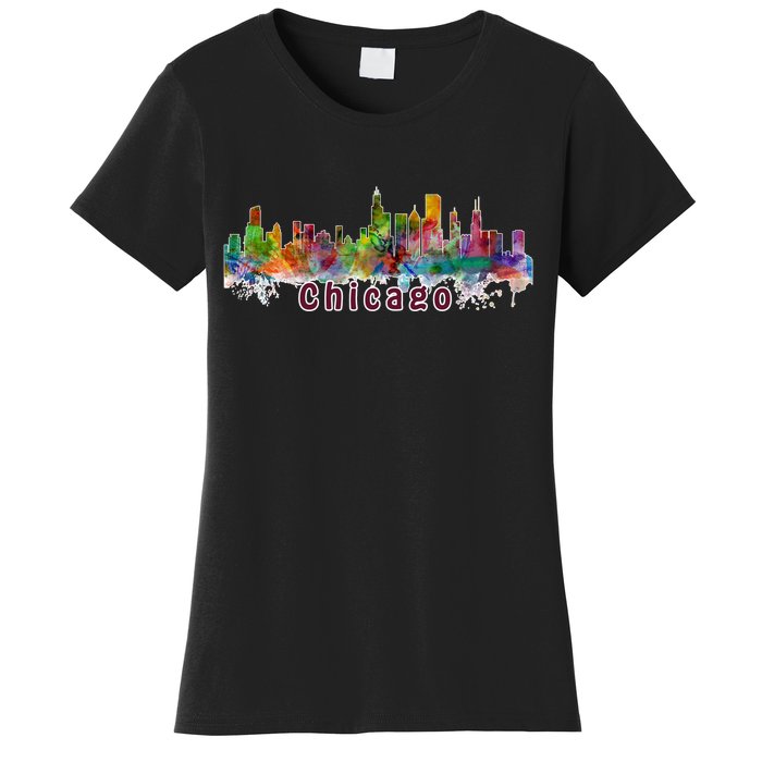 Chicago Skyline Paint Splatter Women's T-Shirt