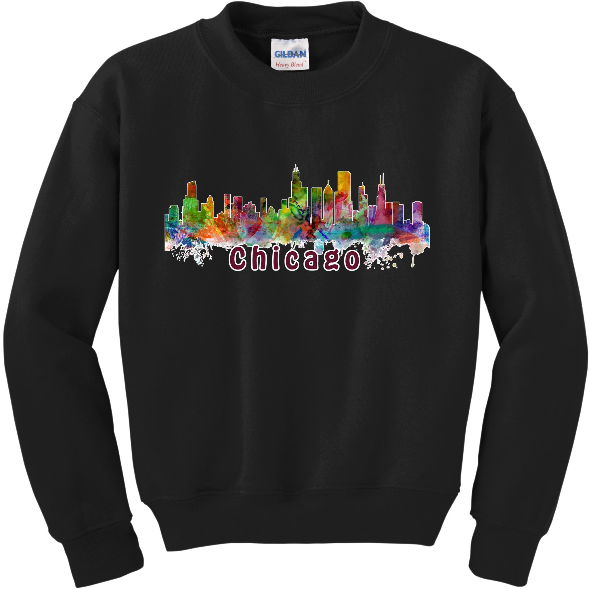 Chicago Skyline Paint Splatter Kids Sweatshirt