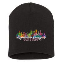 Chicago Skyline Paint Splatter Short Acrylic Beanie