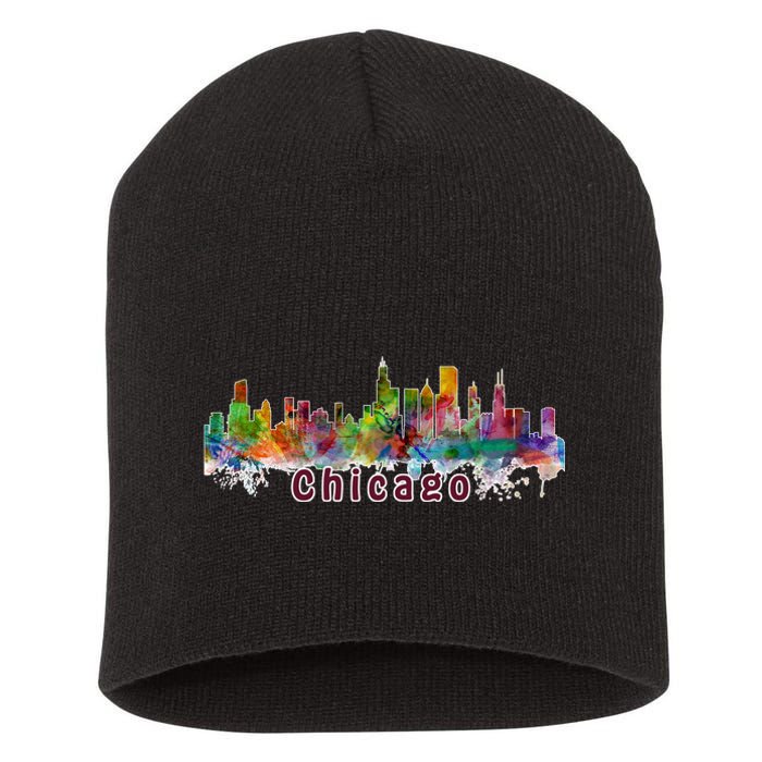 Chicago Skyline Paint Splatter Short Acrylic Beanie