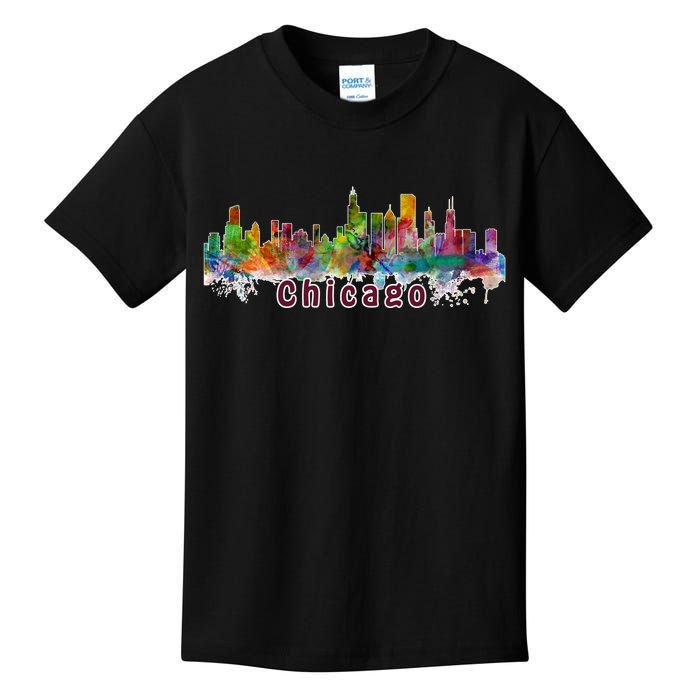 Chicago Skyline Paint Splatter Kids T-Shirt