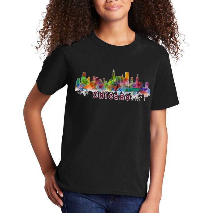 Chicago Skyline Paint Splatter Kids T-Shirt