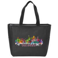 Chicago Skyline Paint Splatter Zip Tote Bag