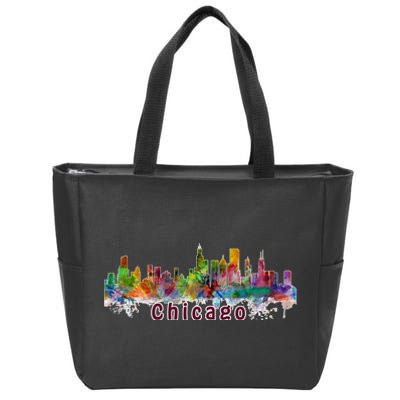 Chicago Skyline Paint Splatter Zip Tote Bag