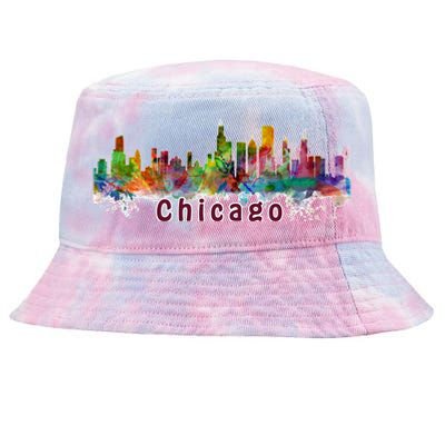 Chicago Skyline Paint Splatter Tie-Dyed Bucket Hat