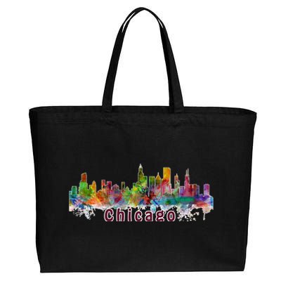 Chicago Skyline Paint Splatter Cotton Canvas Jumbo Tote